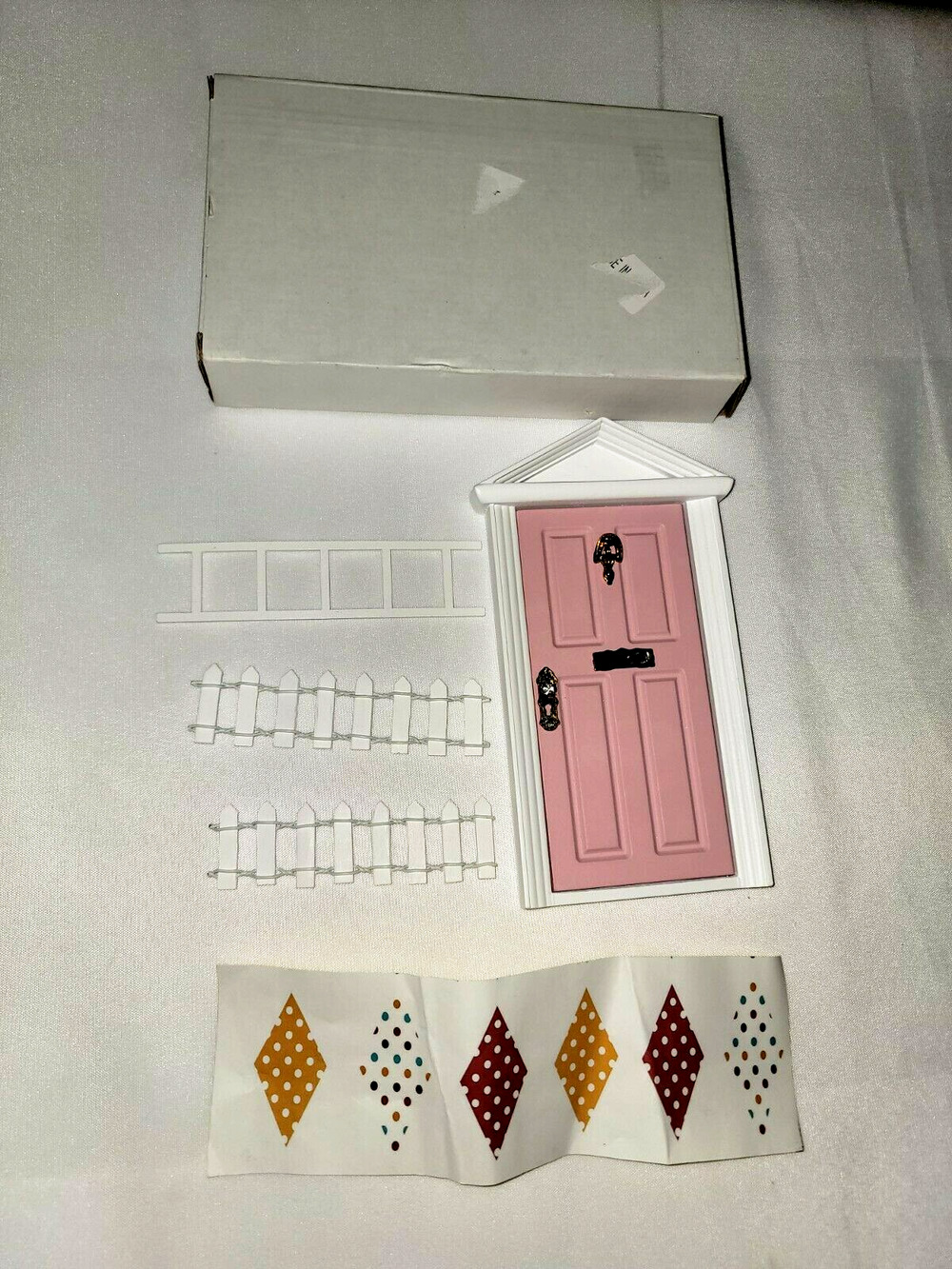 Simulation Dollhouse Miniature Fairy Door with Fence & Ladder for Decoration
